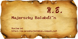 Majerszky Balabán névjegykártya
